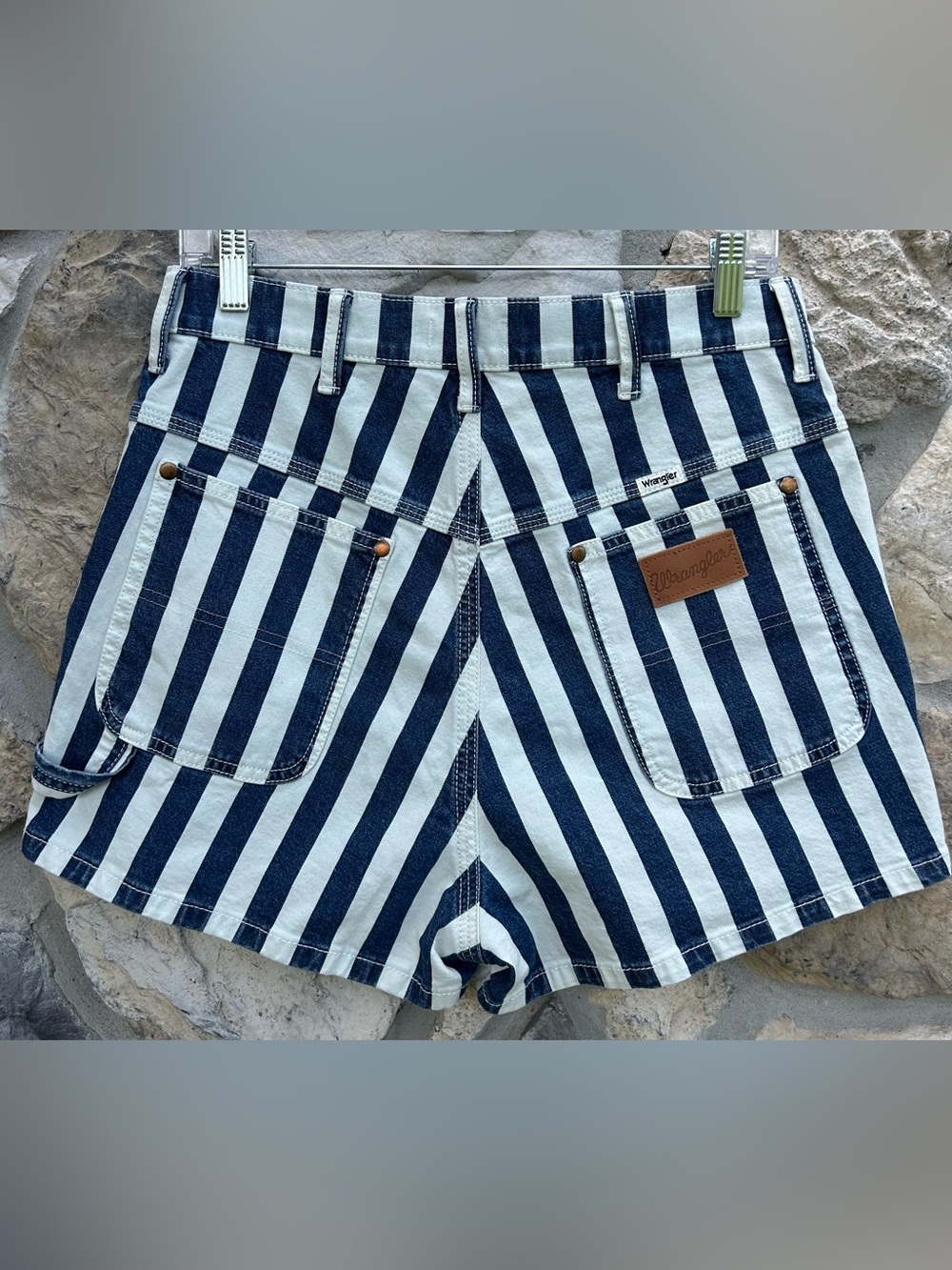 Wrangler Vintage Rodeo Stripe Shorts Womens 28 High Rise Retro Cowgirl Western